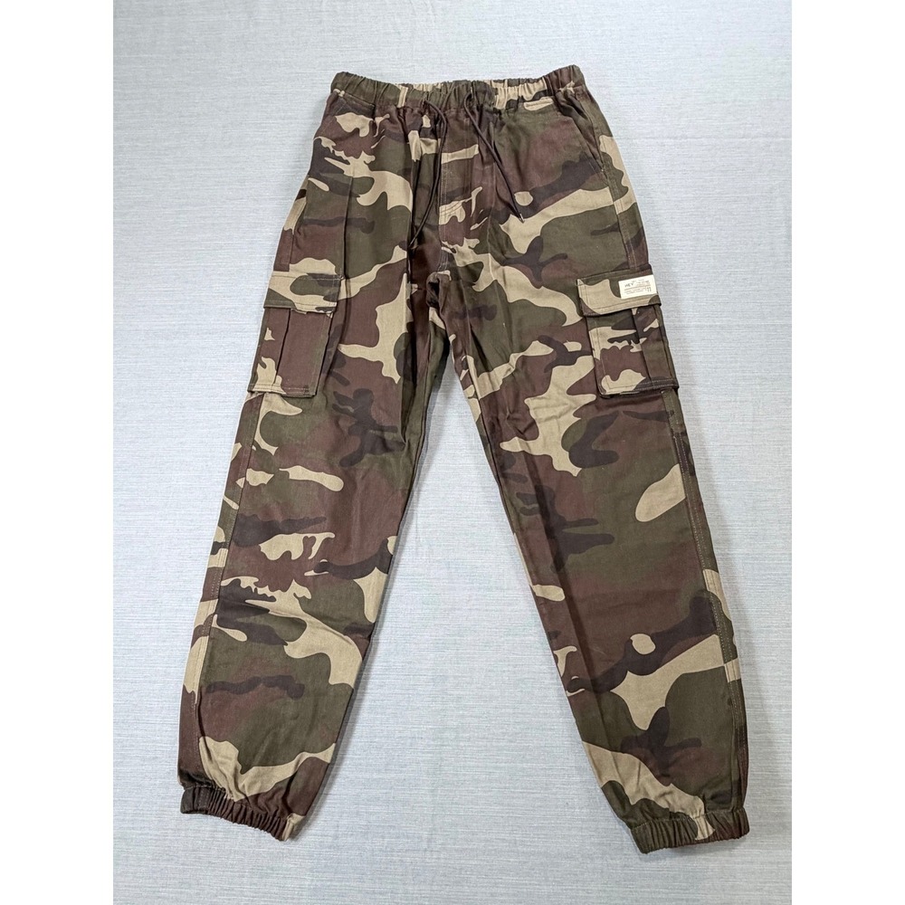 Hey 1980 Camo Cargo Jogger Pants Men 3XL Green Brown Woodland Camouflage Utility